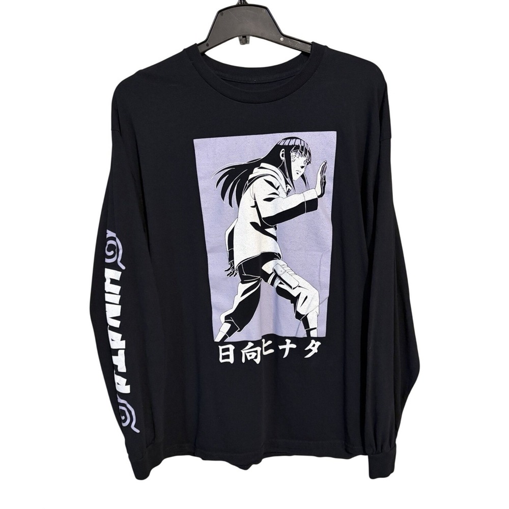 Naruto Shippuden Hinata Ripple Junction Long Sleeve Black Graphic T-Shirt XL
